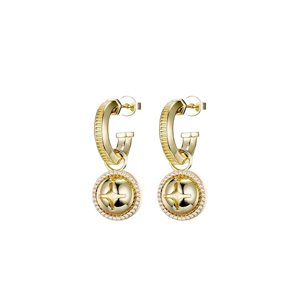 NEW F+H STUDIOS hardware charm hoop earrings in gold/clear